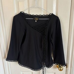 UNREAL y2k lace up stretch black shirt